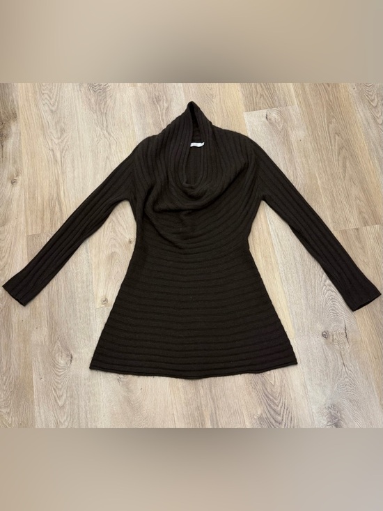 Raffi Cashmere Brown Cowlneck Sweater Dress - Picture 5 of 7